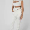 Public Desire Oversized Fit Seam Front 90S Joggers Ecru | Women Jogger & Leggings