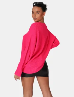 Public Desire Oversized Knitted Crew Neck Jumper | Women Knitwear