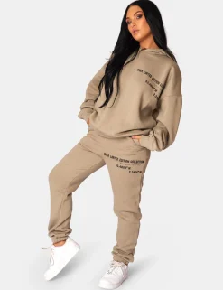 Public Desire Oversized Text Detail Hoodie Elm | Women Sweatshirt & Hoodies