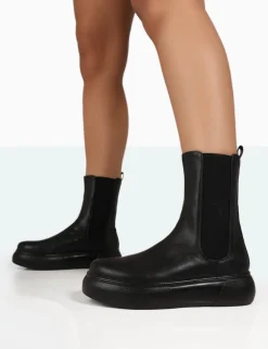 Public Desire Pisa Pu Chunky Rubber Sole Chelsea Boots | Women Chunky Boots