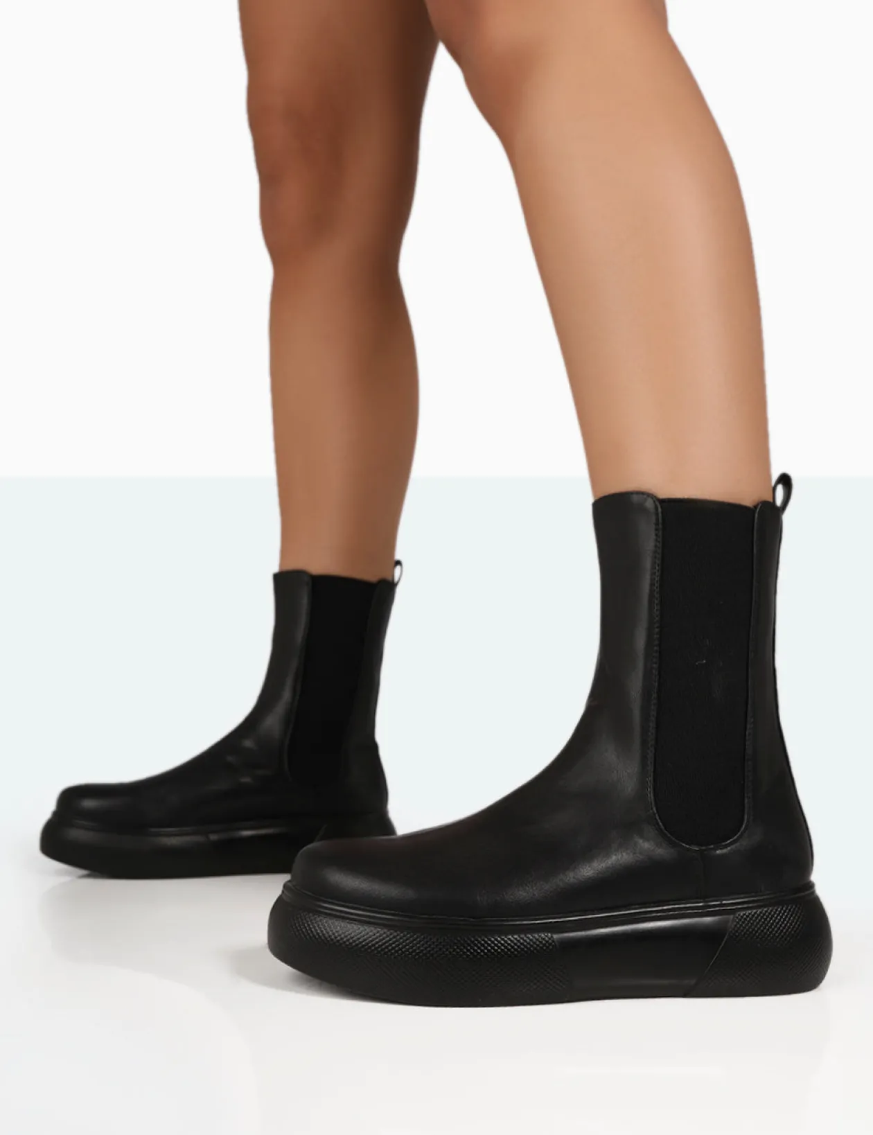 Public Desire Pisa Pu Chunky Rubber Sole Chelsea Boots | Women Chunky Boots