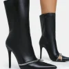 Public Desire Pitstop Pu Zip Detail Pointed Toe Stiletto Heel Ankle Boots | Women Heeled Boots