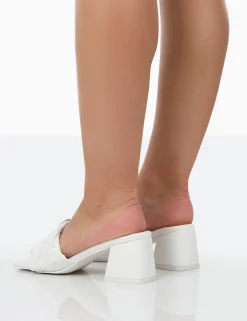 Public Desire Play Nice Pu Woven Square Toe Block Mid Heeled Sandals | Women Heeled Mules