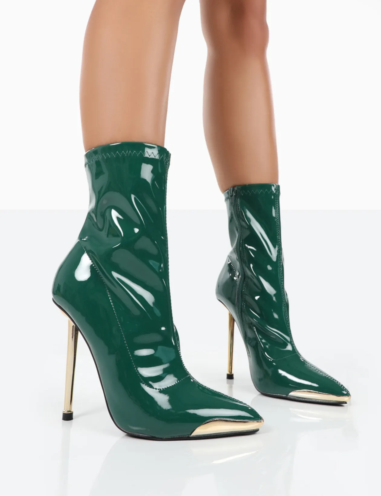 Public Desire Player Patent Stiletto Heel Ankle Boots | Women Ankle Boots