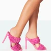 Public Desire Poodle Faux Fur Stiletto Mule Heels | Women Stilettos