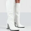 Public Desire Posie Pu Knee High Block Heel Boots | Women Knee High Boots