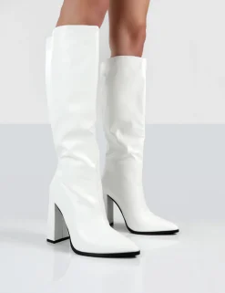 Public Desire Posie Pu Knee High Block Heel Boots | Women Knee High Boots