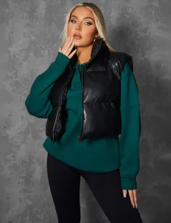 Public Desire Pu Cropped Gilet | Women Outerwear & Jackets