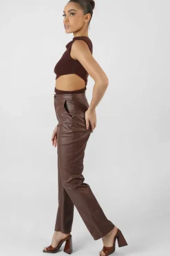 Public Desire Pu Seam Front Split Detail Trousers | Women Trousers
