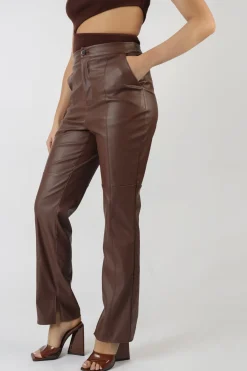 Public Desire Pu Seam Front Split Detail Trousers | Women Trousers