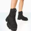 Public Desire Puffy Nylon Zip Up Chunky Sole Snow Ankle Boots | Women Chunky Boots