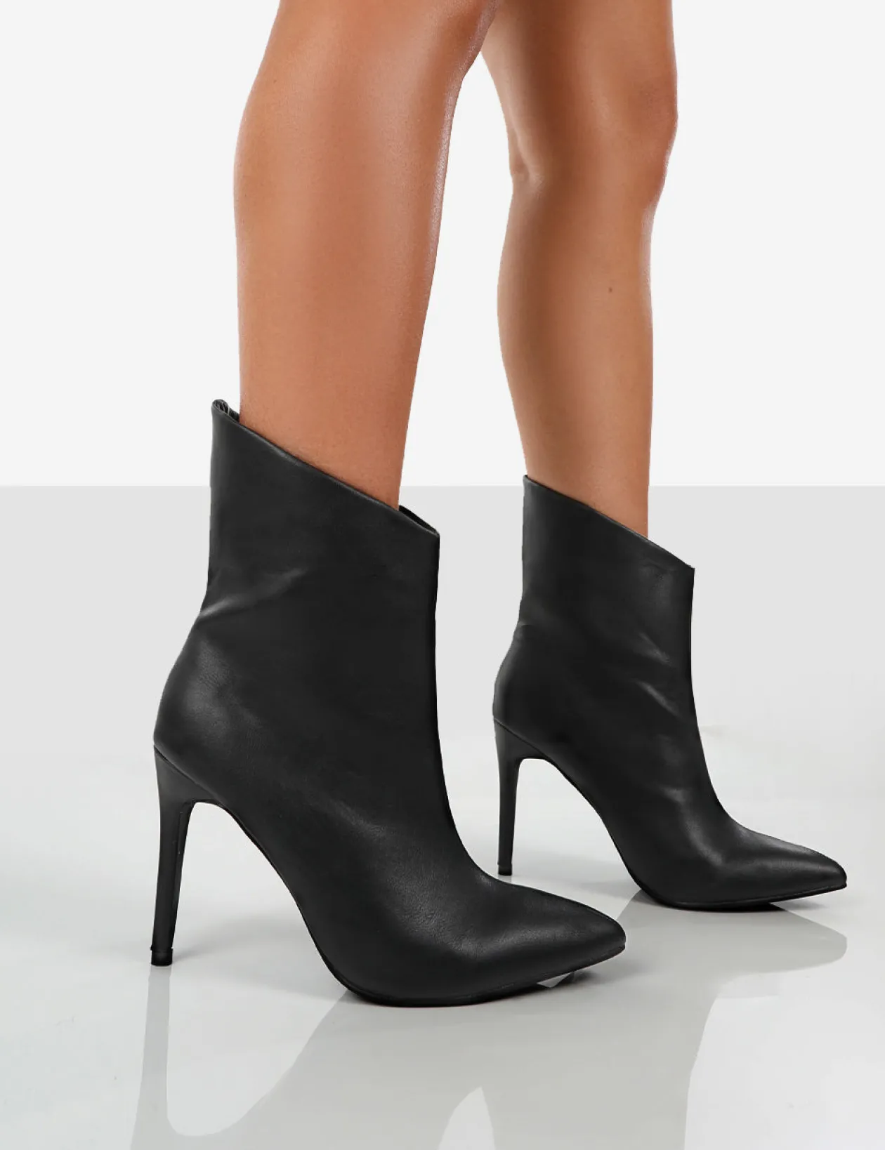 Public Desire Quinn Pu Heeled Stiletto Ankle Boots | Women Heeled Boots