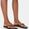 Public Desire Retreat Pu Chain Strap Flip Flop Sandals | Women Black Sandals