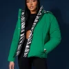 Public Desire Reversible Quilted Puffer Green And Zebra | Women Outerwear & Jackets