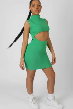 Public Desire Rib Cut Out Bodycon Mini Dress | Women Dresses