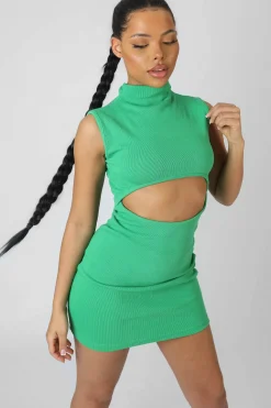 Public Desire Rib Cut Out Bodycon Mini Dress | Women Dresses