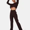 Public Desire Ribbed Knitted Wide Leg Trousers | Women Knitwear