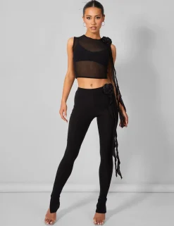 Public Desire Rose Detail Sleeveless Mesh Top | Women Tops
