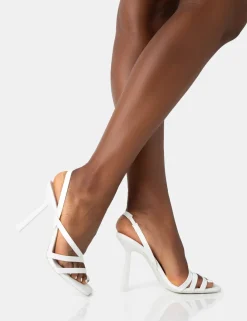 Public Desire Roxie Pu Asymmetric Strap Square Toe Stiletto Heels | Women Barely There Heels