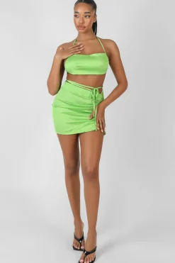 Public Desire Satin Ruched Detail Mini Skirt | Women Skirts