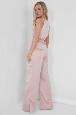 Public Desire Satin Tailored Trouser Pink | Women Trousers
