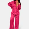 Public Desire Satin Wide Leg Tailored Trousers | Women Trousers