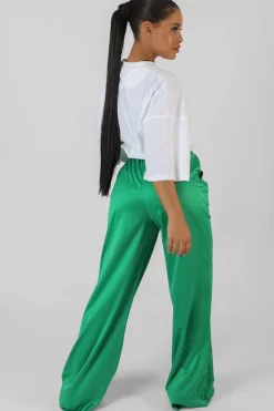 Public Desire Satin Wide Leg Trousers | Women Jogger & Leggings