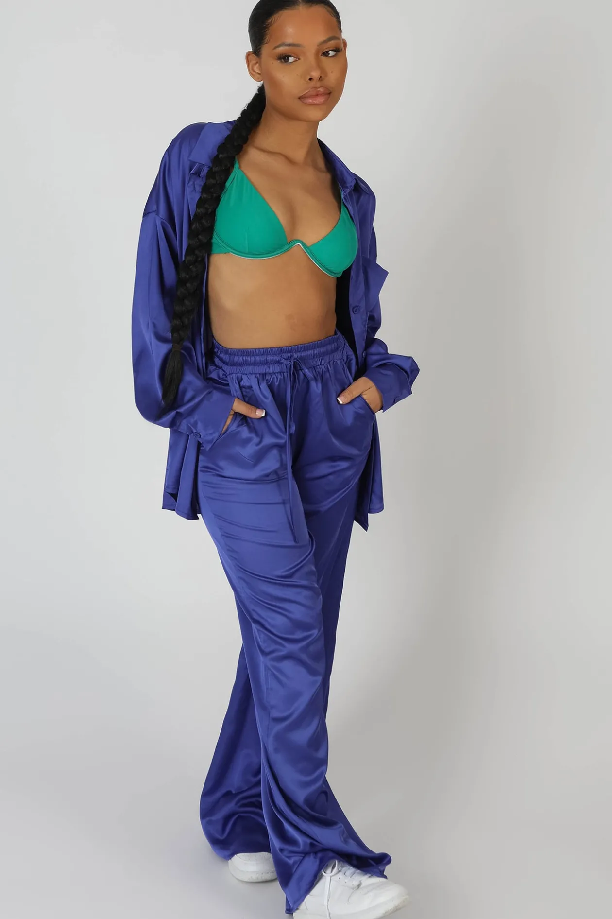 Public Desire Satin Wide Leg Trousers | Women Trousers