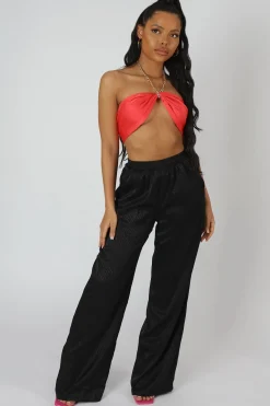 Public Desire Satin Zebra Print Wide Leg Trousers | Women Trousers
