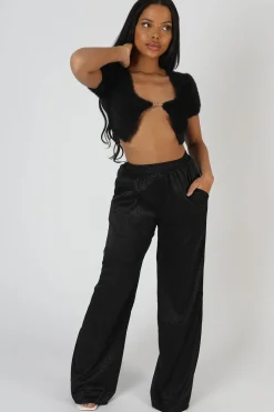 Public Desire Satin Zebra Print Wide Leg Trousers | Women Trousers