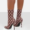 Public Desire Saturn Return Pointed Toe Stiletto Printed Sock Boots | Women Sock Fit Boots