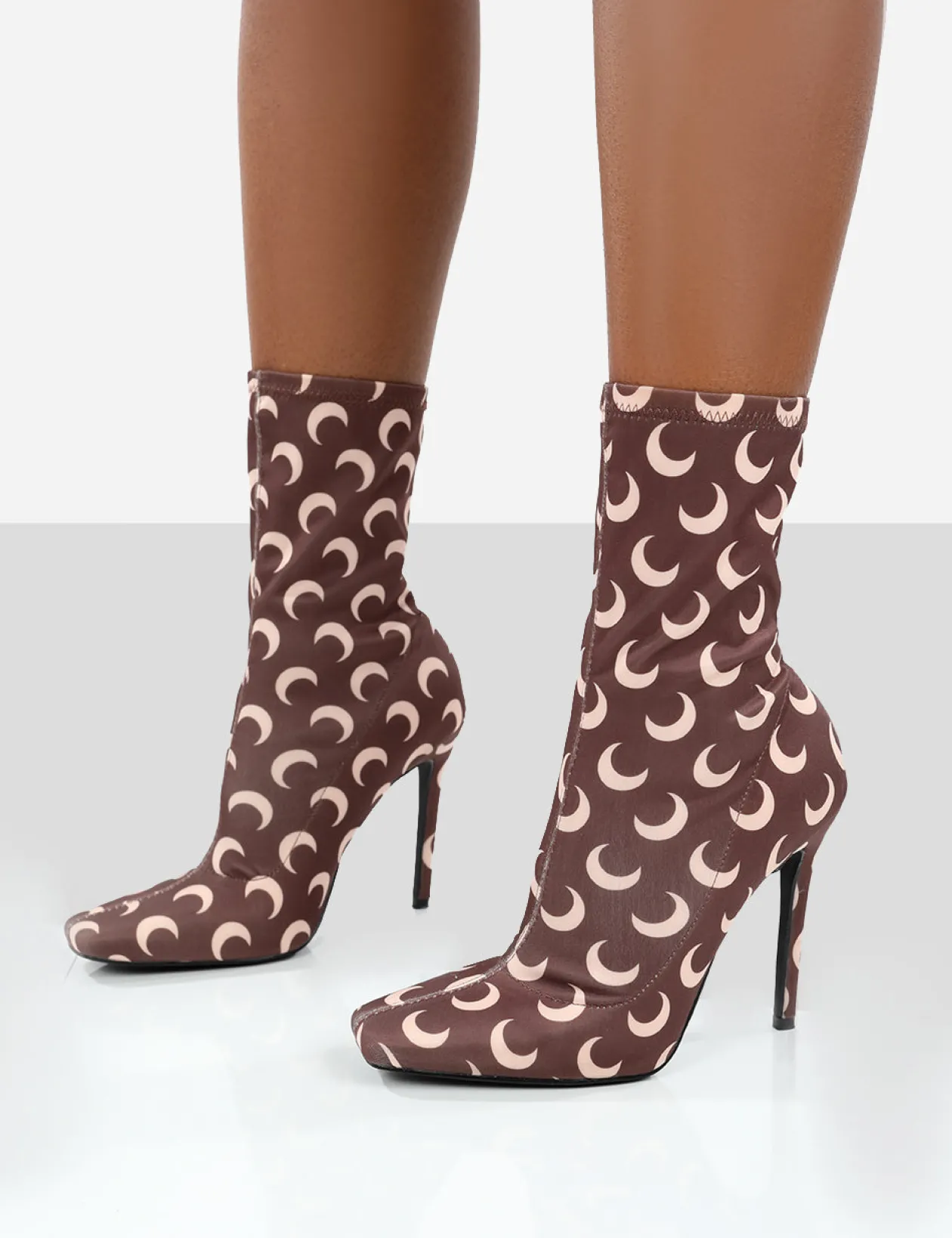 Public Desire Saturn Return Pointed Toe Stiletto Printed Sock Boots | Women Sock Fit Boots