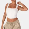 Public Desire Seam Detail Knitted Corset Top White | Women Knitwear