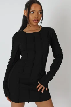 Public Desire Seam Detail Long Sleeve Mini Dress | Women Dresses