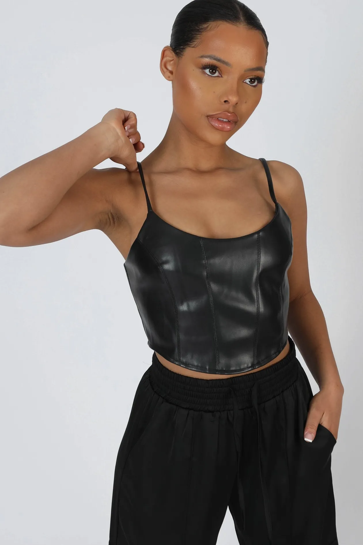 Public Desire Seam Pu Corset Top | Women Tops