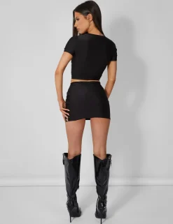 Public Desire Second Skin Mini Skirt Black | Women Skirts