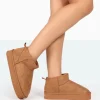 Public Desire Shorty Tan Faux Suede Ultra Mini Chunky Ankle Boots | Women Ultra Mini Boots