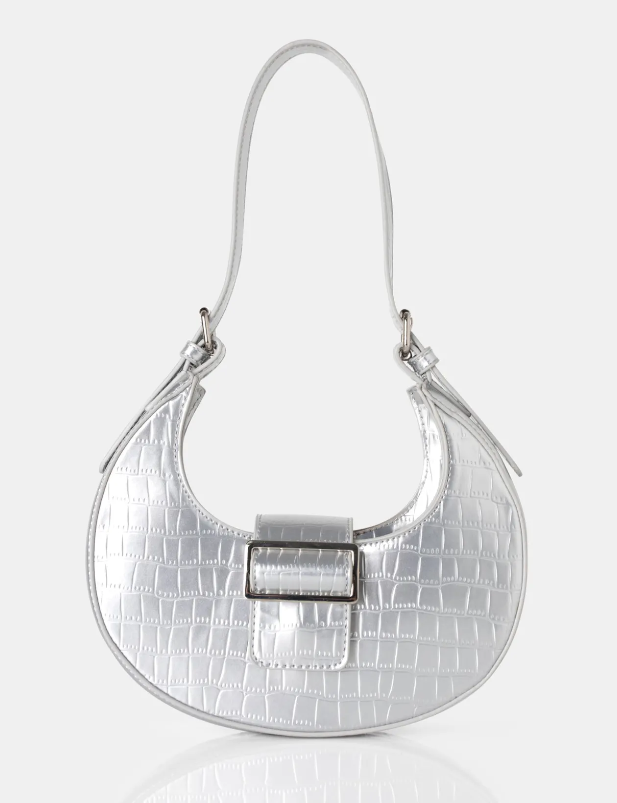 Public Desire Sicily Croc Buckle Feature Hobo Shoulder Bag | Women Evening Bags