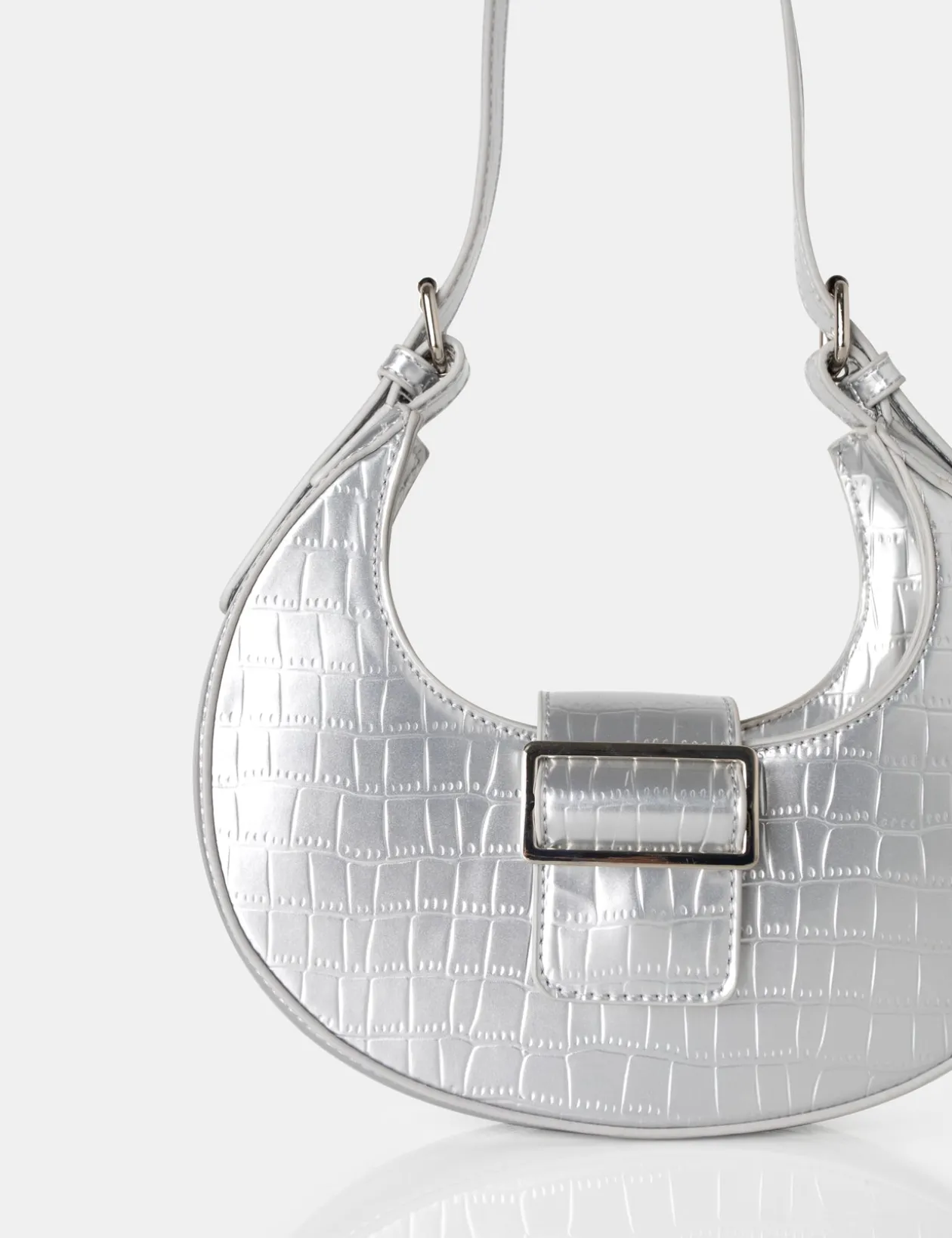 Public Desire Sicily Croc Buckle Feature Hobo Shoulder Bag | Women Evening Bags