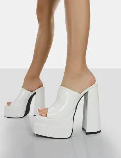 Public Desire Sky High Croc Chunky Platform High Heeled Mules | Women Heeled Mules