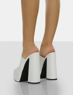 Public Desire Sky High Croc Chunky Platform High Heeled Mules | Women Heeled Mules