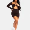 Public Desire Slinky Ruch Bust Cut Out Long Sleeved Dress | Women Dresses