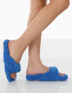 Public Desire Slumber Teddy Cross Over Strap Slippers | Women Slippers