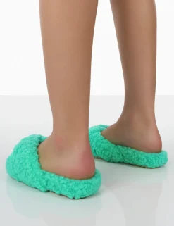 Public Desire Slumber Teddy Cross Over Strap Slippers | Women Slippers