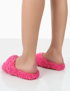 Public Desire Slumber Teddy Cross Over Strap Slippers | Women Slippers