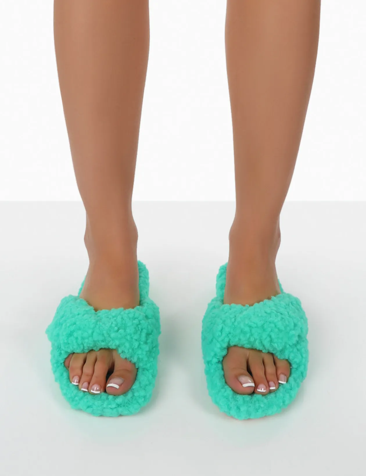 Public Desire Slumber Teddy Cross Over Strap Slippers | Women Slippers