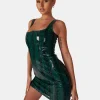 Public Desire Snake Pu Corset Mini Dress Green | Women Dresses