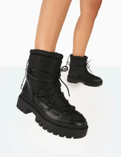 Public Desire Snowy Lace Up Chunky Sole Snow Ankle Boots | Women Chunky Boots