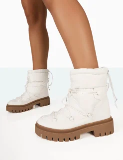 Public Desire Snowy Lace Up Chunky Sole Snow Ankle Boots | Women Chunky Boots