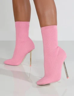 Public Desire Souffle Knit Stiletto Heel Sock Ankle Boot | Women Sock Fit Boots